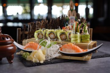 Probieren Sie feine Sushi-Varianten: Futo Maki, Nigiri, vegetarische Sushi Maki, Inside Out, Big Tempura, u.s.w.